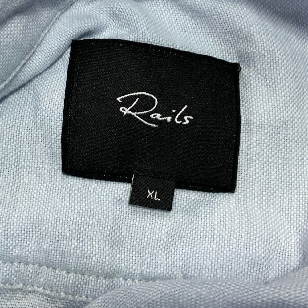 Rails Linen Blend Long Sleeve Button Down Shirt Mens XL Casual Pocket Light Blue - Picture 3 of 9